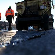 A freshly filled pothole in Canarsie, Brooklyn.