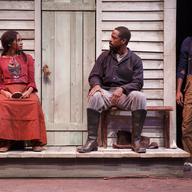 Jenny Jules, Sterling K. Brown, and Jeremie Harris in 'Father Comes Home from the Wars (Parts 1, 2 & 3)' by Suzan-Lori Parks and directed by Jo Bonney, running at The Public Theater. 