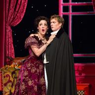 Susanna Phillips as Rosalinde and Toby Spence as Eisenstein in Johann Strauss, Jr.'s 'Die Fledermaus.'