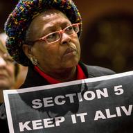 A supporter of the Voting Rights Act rallies in the South Carolina State House on February 26, 2013 in Columbia, South Carolina.