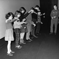 31st March 1962: Line up of children with yo-yos in their hands, who are competing in a yo-yo competition in London.