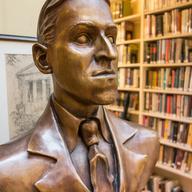 Bronze bust of H.P. Lovecraft at the Providence Athenaeum. Providence, Rhode Island.