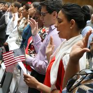 Immigrants from 27 countries recited the Oath of Allegiance as part of their naturalization process on Thursday. 