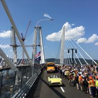 A ceremonial ribbon cutting for the new Mario Cuomo Bridge on August 24, 2017. Four lanes will open on the first span, with the rest to follow in 2018.