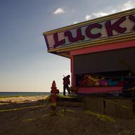 The changed landscape outside Lucky Leo's arcade, one of the few businesses open in Seaside Heights three months after Sandy hit.
