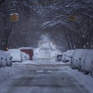 Plows have cleared the streets in Park Slope, Brooklyn. blizzard snow storm