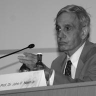 John Nash, American mathematician and winner of the Nobel Prize in Economics 1994, at a symposium of game theory at the university of Cologne, Germany