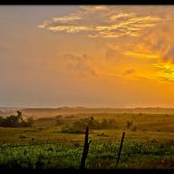Sunrise over Kansas farm