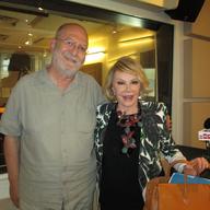 Leonard Lopate in the studio with Joan Rivers at WNYC