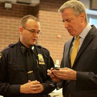 Mayor Bill de Blasio and Police Commissioner Bill Bratton discussing the NYPD's body camera pilot.