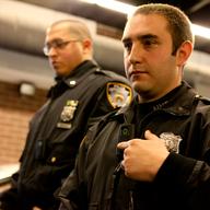 NYPD demonstrating the use of body cameras at the Police Academy in Queens.