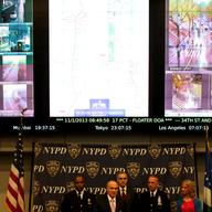Police Commissioner Ray Kelly, members of the NYPD counter terrorism bureau and Mary Wittenberge, CEO of New York City Road Runners at NYPD headquarters.