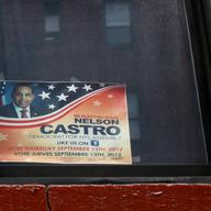 Assemblyman Nelson Castro's reelection 2012 posters still hang in windows in the Fordham Heights section of the Bronx, after his resignation.
