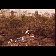 Bicyclists in Central Park. May 1973.