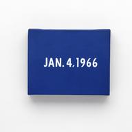 On Kawara JAN. 4, 1966 “New York’s traffic strike.” New York From Today, 1966–2013 Acrylic on canvas, 8 x 10 inches (20.3 x 25.4 cm) Private collection