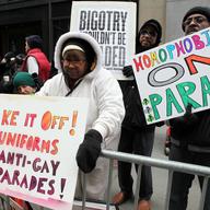 Protesters picketed the exclusion of LGBT groups at the annual St. Patrick's Day Parade on March 17, 2014.