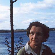Rachel Carson on her porch in Southport, Maine (1955). 