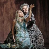 Kristine Opolais in the title role and Jamie Barton as Ježibaba in Dvořák's Rusalka. Photo by Ken Howard/ Metropolitan Opera.