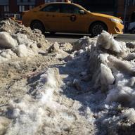 Snow blocks the crosswalk in Lower Manhattan after a week of snow and freezing rain.