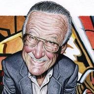 An illustration of Stan Lee, from <em>Heroes of the Comics</em>