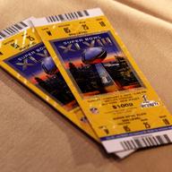 Super Bowl tickets on display, as authorities explain the security measures embedded in the tickets.