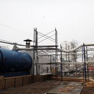 A mobile boiler at the Carey Gardens houses in Coney Island, still in use 16 months after Sandy destroyed the old boiler.