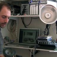 Musician and artist Tristan Perich in his former Manhattan apartment.
