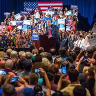 Republican Presidential candidate Donald Trump addresses supporters during a political rally at the Phoenix Convention Center on July 11, 2015 in Phoenix, Arizona.