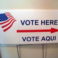 Vote here sign