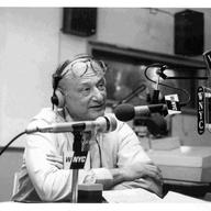 Mayor Edward I. Koch at the mike during WNYC's 60th anniversary celebration in July 1984.