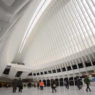 The concourse of the World Trade Center Transportation Hub will connect nine subway lines with the PATH.