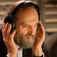 Composer Arvo Pärt in a recording session