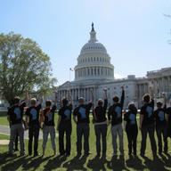 Tim DeChristopher and members of Peaceful Uprising, the grassroots, nonviolent environmental action group he founded, protest in Washington DC. From 'Bidder 70,' directed by Beth and George Gage