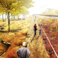 The Big U proposal would encircle much of Manhattan in a series of earthen berms and portable flood walls.