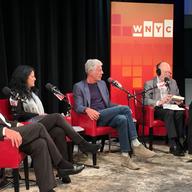 Jeremiah Tower, Lydia Tenaglia, Anthony Bourdain and Leonard Lopate in The Greene Space