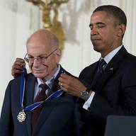 President Barack Obama awards psychologist Daniel Kahneman with the Presidential Medal of Freedom, Wednesday, Nov. 20, 2013