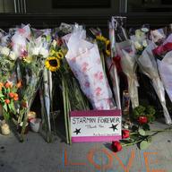 Memorial outside David Bowie's home in Soho, New York City