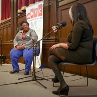 Rutgers professor and black feminist theorist Brittney Cooper with Jasmine Wahi, co-owner/director of Gateway Project Spaces.