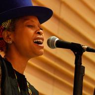 Erykah Badu rehearses with the Brooklyn Philharmonic at the DiMenna Center for Classical Music.