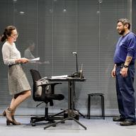 Annie Dow  and Eddie Martinez in Tanya Saracho's FADE at Primary Stages, Photo by James Leynse.