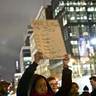 A group of demonstrators marched through Union Square on December 3, protesting a grand jury decision not to indict a white police officer in the chokehold death of Eric Garner in July.