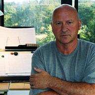 Gavin Bryars in his studio in Metchosin, Canada