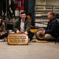 Hare Krishna devotees gathered at a subway station in Union Square for six hours of continuous chanting