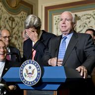 Senator John Kerry and Senator John McCain during a news conference on Capitol Hill in Washington, Monday, Dec. 3, 2102, on a disabilities treaty