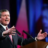 Former U.S. Attorney General John Ashcroft speaks in Los Angles, California in 2004.