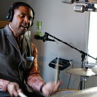 Kendrick Scott performs in the Soundcheck studio.