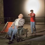 Alan Opie (Leon Klinghoffer) and Jesse Kovarsky (Omar) in The Death of Klinghoffer.