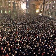Crowds at the Claudio Abbado memorial concert at the Piazza della Scala, Milan, Italy.