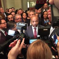 State Assembly Speaker Carl Heastie met with reporters on Wednesday evening as talks to reach a budget deal collapsed.