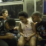 Emyr Willis, Thays Garcis and Jonathan Jackson last summer riding the subway from the Bronx to the math program they attended, Bridge to Enter Advanced Mathematics